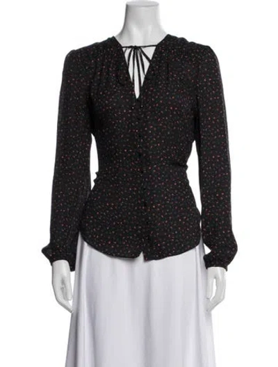 Pre-owned Veronica Beard Silk Printed Blouse In Blue