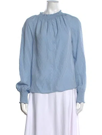 Pre-owned Veronica Beard Silk Printed Blouse In Blue