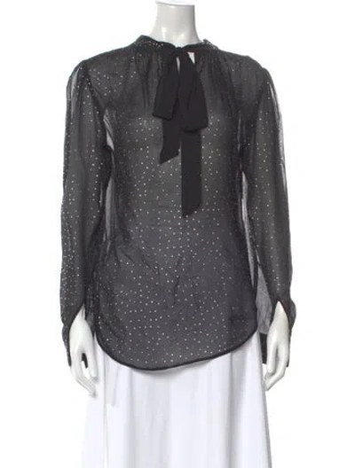 Pre-owned Veronica Beard Silk Printed Blouse In Gray