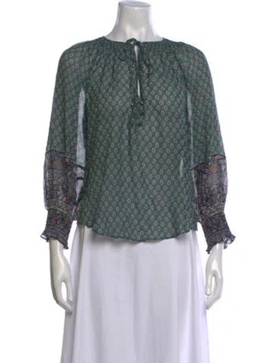 Pre-owned Veronica Beard Silk Printed Blouse In Green