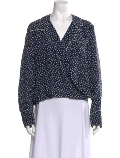 Pre-owned Veronica Beard Silk Printed Blouse In Multi