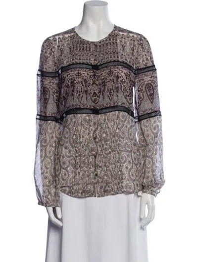 Pre-owned Veronica Beard Silk Printed Blouse In Neutral