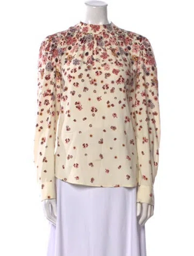 Pre-owned Veronica Beard Silk Printed Blouse In Neutral