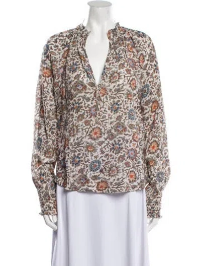 Pre-owned Veronica Beard Silk Printed Blouse In Neutral