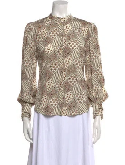 Pre-owned Veronica Beard Silk Printed Blouse In Neutral