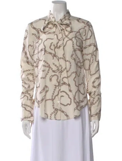 Pre-owned Veronica Beard Silk Printed Blouse In Neutral