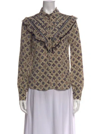 Pre-owned Veronica Beard Silk Printed Blouse In Neutral