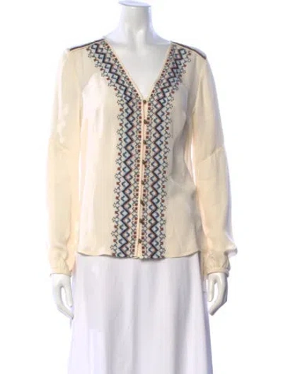 Pre-owned Veronica Beard Silk Printed Blouse In Neutral