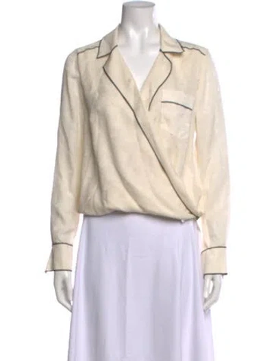 Pre-owned Veronica Beard Silk Printed Blouse In Neutral