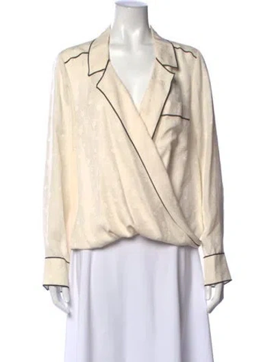 Pre-owned Veronica Beard Silk Printed Blouse In Neutral