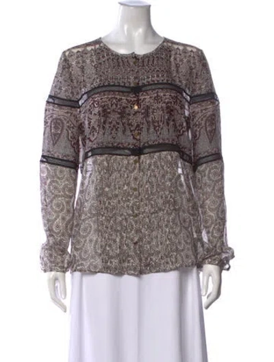 Pre-owned Veronica Beard Silk Printed Blouse In Neutral