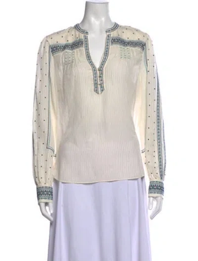 Pre-owned Veronica Beard Silk Printed Blouse In Neutral