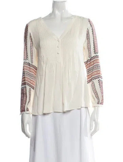 Pre-owned Veronica Beard Silk Printed Blouse In Neutrals