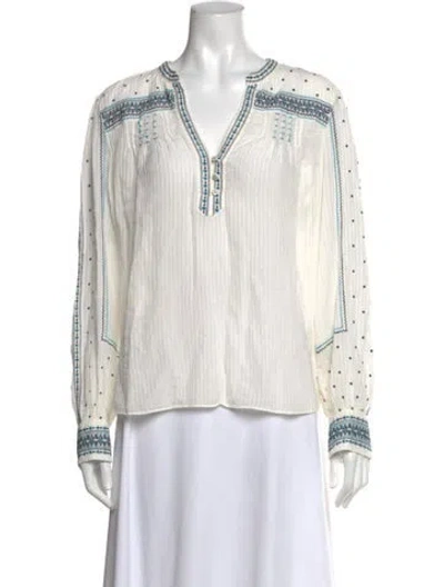 Pre-owned Veronica Beard Silk Printed Blouse In Neutrals