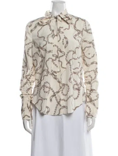 Pre-owned Veronica Beard Silk Printed Blouse In Neutrals
