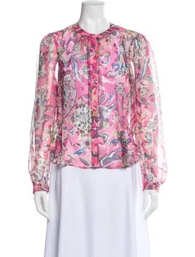 Pre-owned Veronica Beard Silk Printed Blouse In Pink