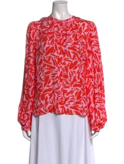 Pre-owned Veronica Beard Silk Printed Blouse In Pink/red