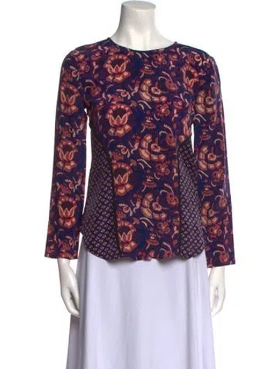 Pre-owned Veronica Beard Silk Printed Blouse In Purple