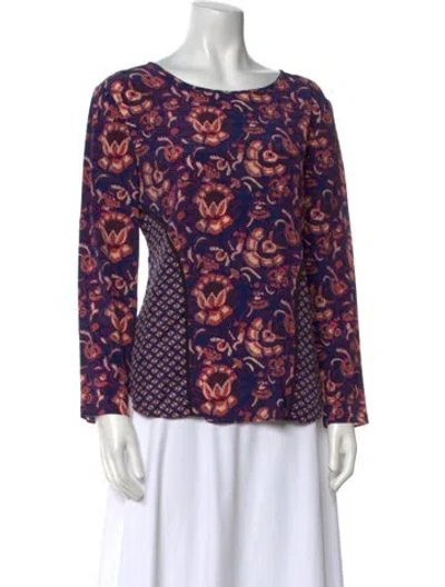 Pre-owned Veronica Beard Silk Printed Blouse In Purple