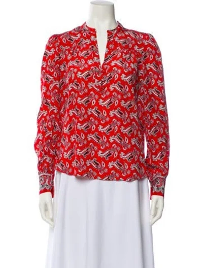 Pre-owned Veronica Beard Silk Printed Blouse In Red