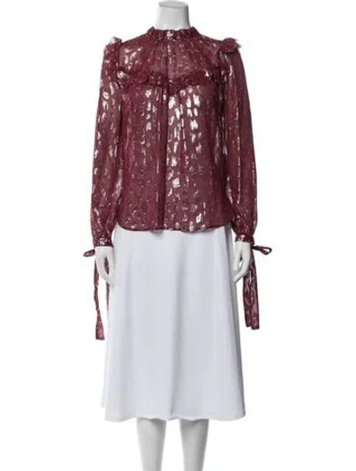 Pre-owned Veronica Beard Silk Printed Blouse In Red