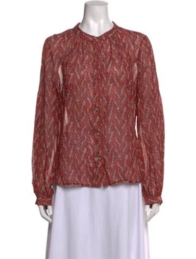 Pre-owned Veronica Beard Silk Printed Blouse In Red