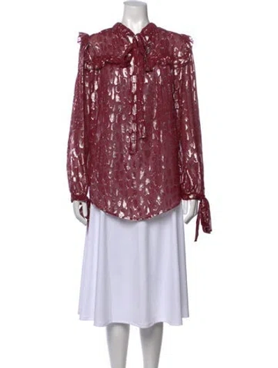 Pre-owned Veronica Beard Silk Printed Blouse In Red