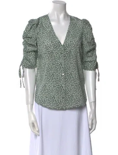 Pre-owned Veronica Beard Silk Printed Blouse W/ Tags In Green