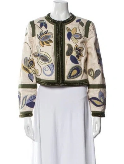 Pre-owned Veronica Beard Silk Printed Evening Jacket In Neutral