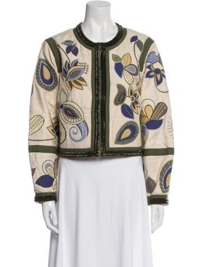 Pre-owned Veronica Beard Silk Printed Evening Jacket In Neutral
