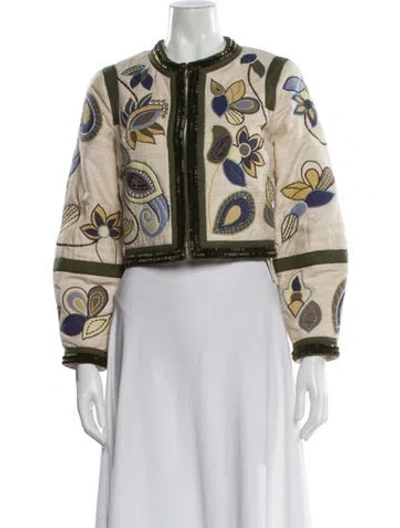 Pre-owned Veronica Beard Silk Printed Evening Jacket In Neutral