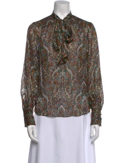 Pre-owned Veronica Beard Silk Printed Polo