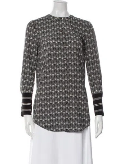 Pre-owned Veronica Beard Silk Printed Top In Black