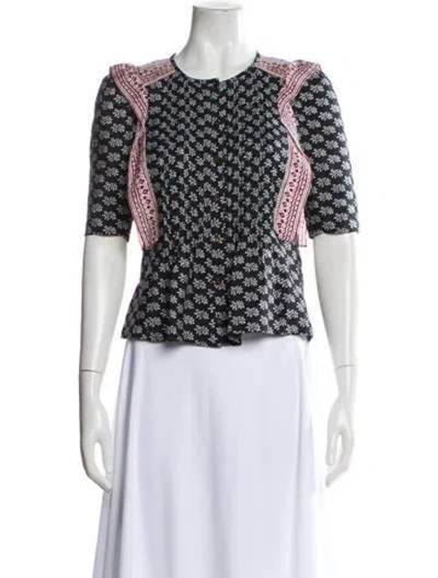 Pre-owned Veronica Beard Silk Printed Top In Black