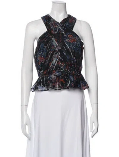 Pre-owned Veronica Beard Silk Printed Top In Blue