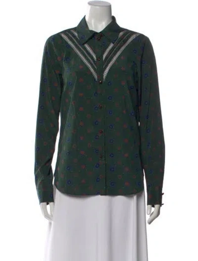 Pre-owned Veronica Beard Silk Printed Top In Green