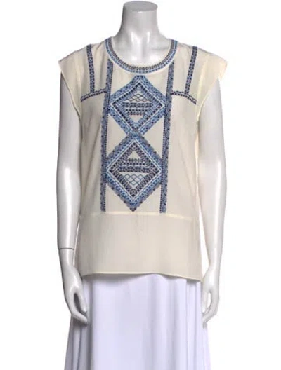 Pre-owned Veronica Beard Silk Printed Top In Neutral