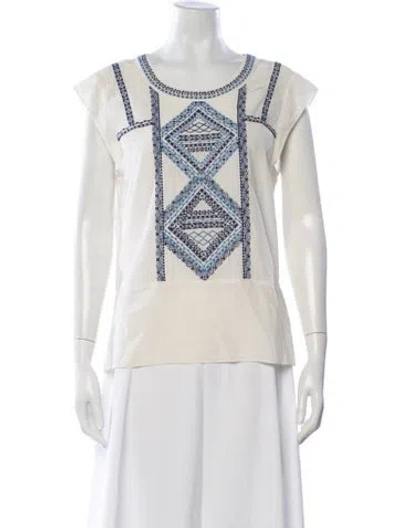 Pre-owned Veronica Beard Silk Printed Top In Neutral