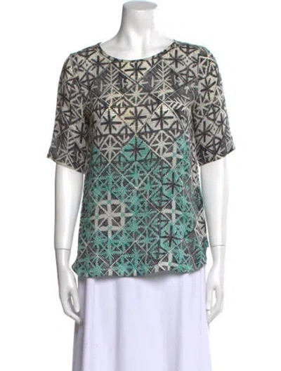 Pre-owned Veronica Beard Silk Printed T-shirt In White