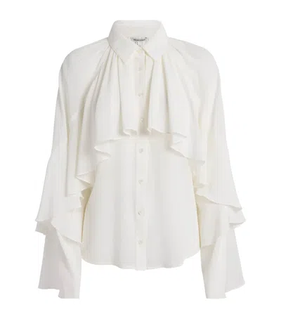 Veronica Beard Silk Ruffle Demaris Blouse In White