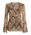 Veronica Beard Silk Ruffle Kyrie Blouse In Gold