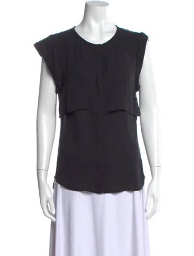 Pre-owned Veronica Beard Silk Scoop Neck Blouse In Black