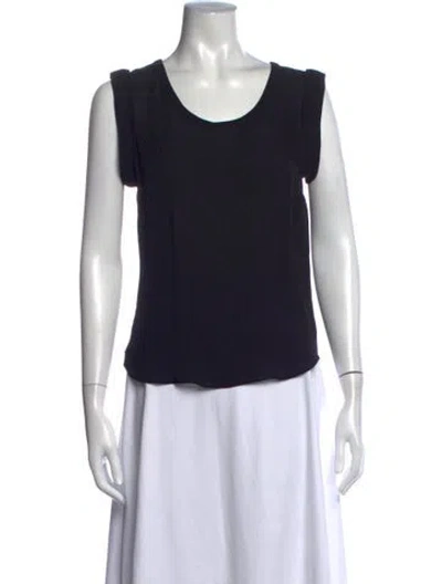 Pre-owned Veronica Beard Silk Scoop Neck Top In Black