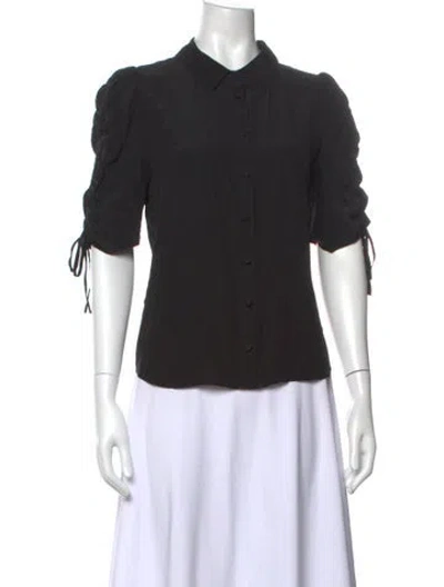 Pre-owned Veronica Beard Silk Short Sleeve Blouse In Black