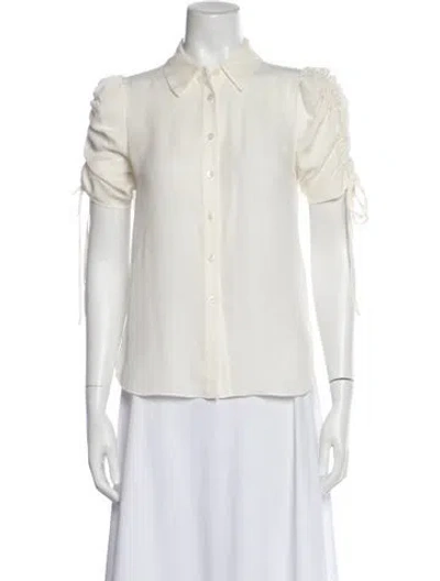 Pre-owned Veronica Beard Silk Short Sleeve Blouse In Neutral