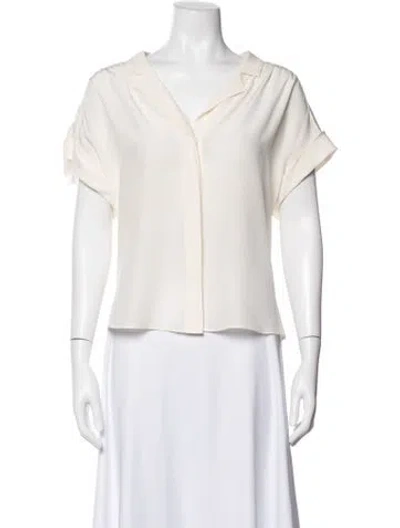 Pre-owned Veronica Beard Silk Short Sleeve Blouse In Neutrals