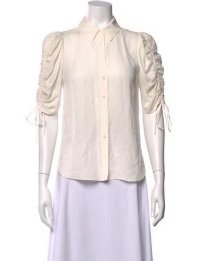 Pre-owned Veronica Beard Silk Short Sleeve Blouse In White