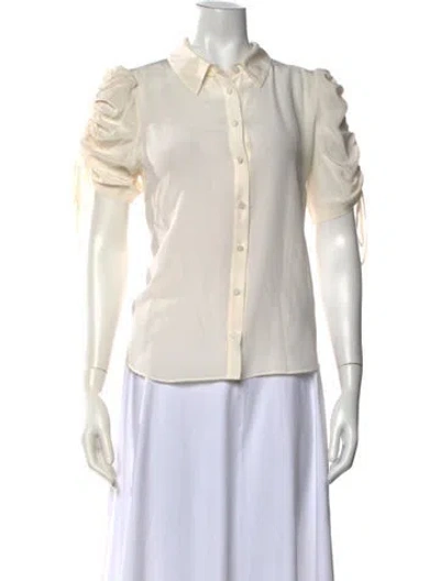 Pre-owned Veronica Beard Silk Short Sleeve Blouse In White