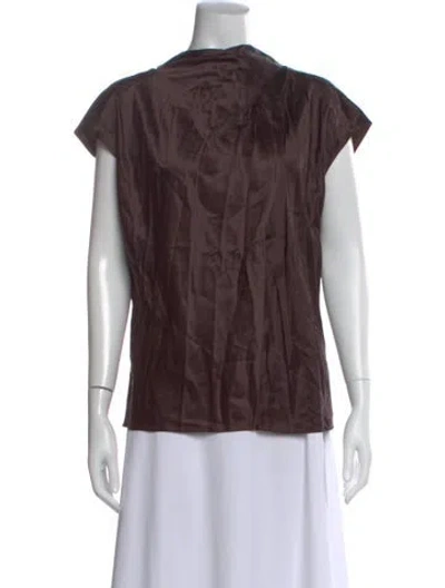 Pre-owned Veronica Beard Silk Short Sleeve Top In Brown