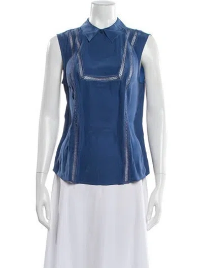 Pre-owned Veronica Beard Silk Sleeveless Blouse In Blue